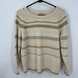J.Crew Cashmere Ribbed Crewneck Sweater in Pearl Oyster Ash Stripe XS